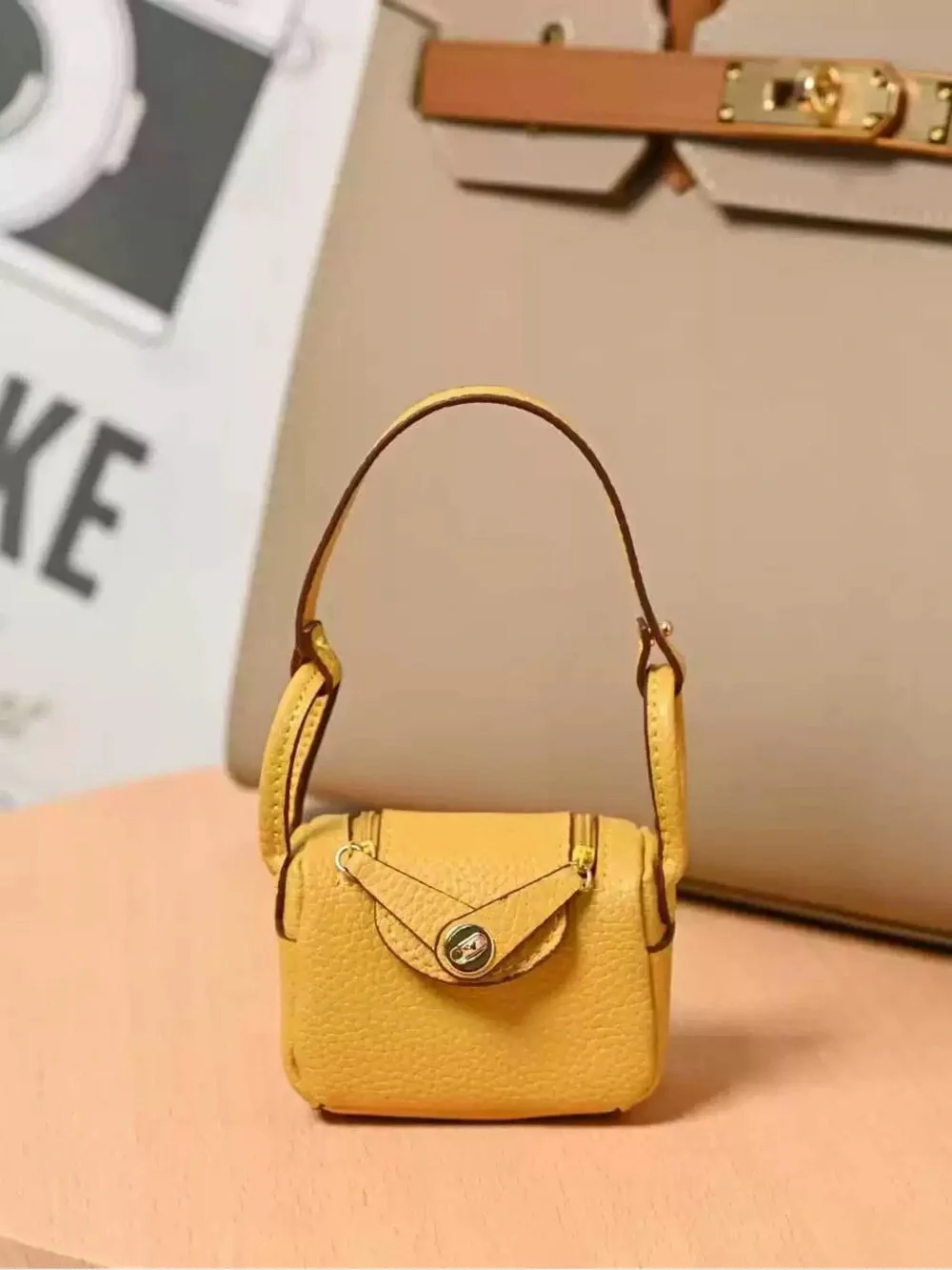 Mini Amber Yellow Bag Charm Coin Pouch